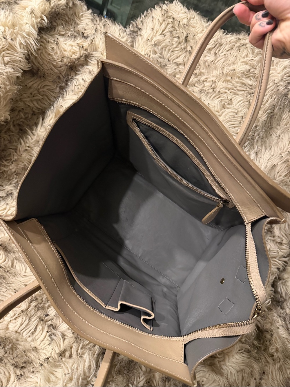 Celine Beige Suede & Leather Tote Bag - Picture 6 of 7